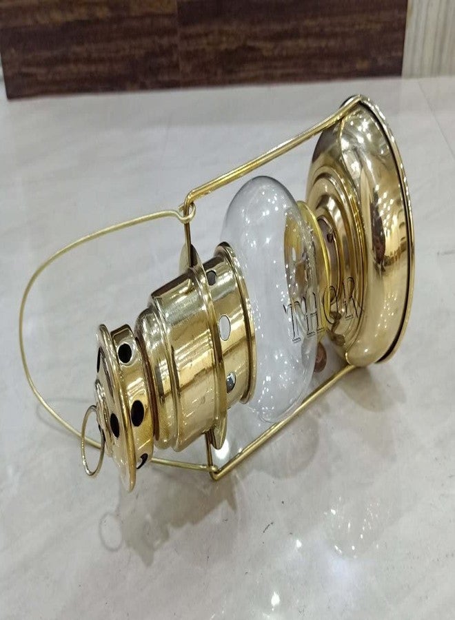 THOR INSTRUMENTS Brass Mini Small Oil Lamp Lanterns for Home Decor 7" (Brass) Rustic Vintage Home Decor Gifts - Image 3